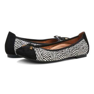 Vionic Minna Zebra Print Ballet Flats With Bow Detail - Black & White Size 6